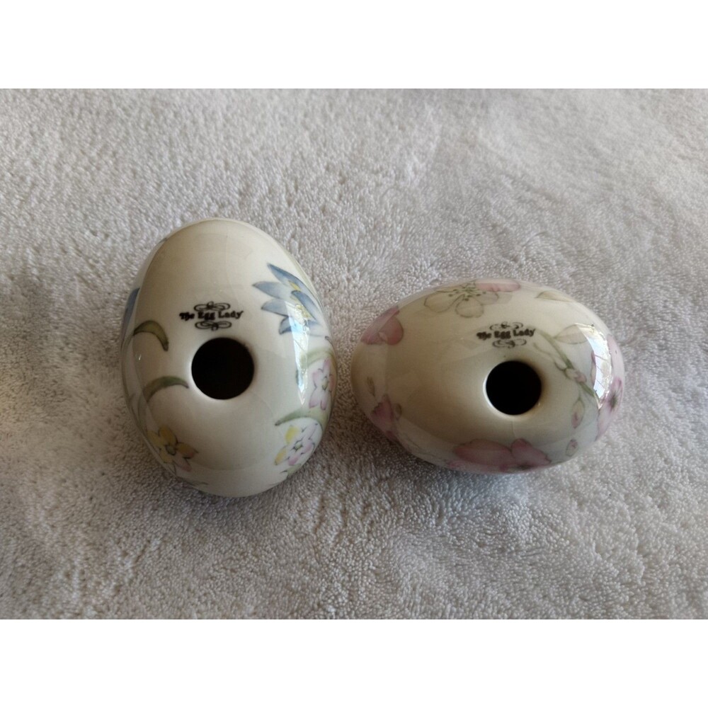 Vintage The Egg Lady Decorative Porcelain Eggs Floral Patterns Spring Easter - Picture 7 of 13